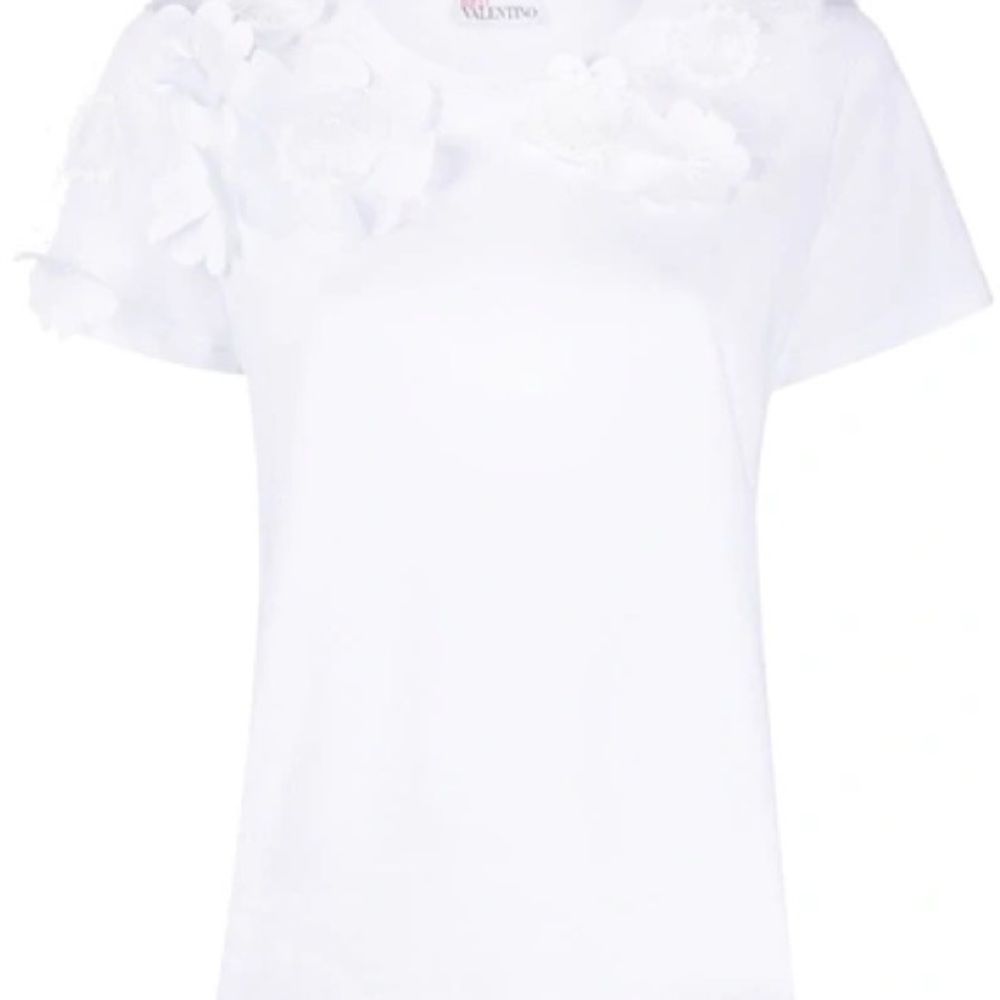 RED VALENTINO
Flower-patch T-shirt In White - Picture 3 of 7